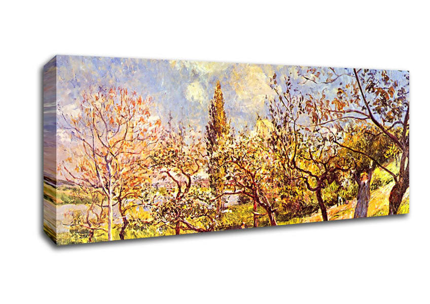 Picture of Sisley An Orchard In Spring Panoramic Canvas Wall Art