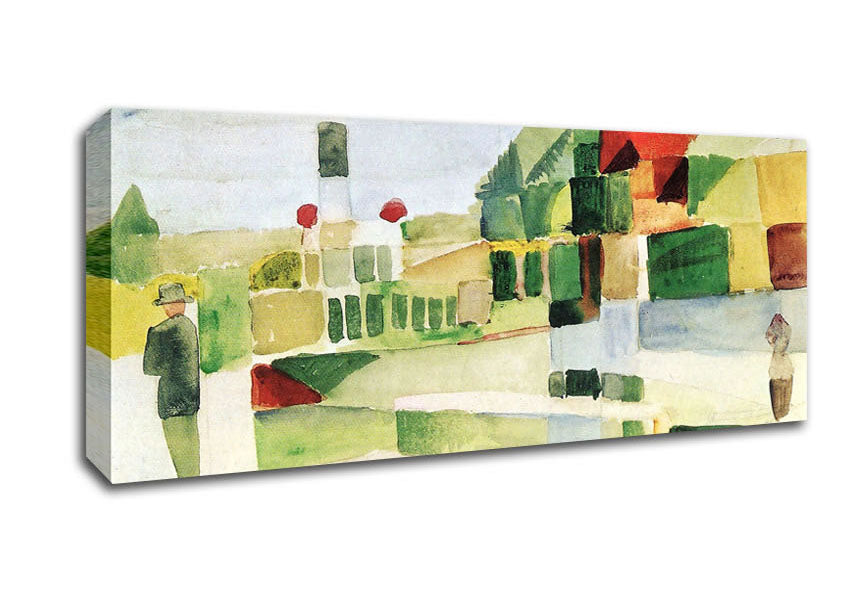 Picture of August Macke At The Ships Panoramic Canvas Wall Art