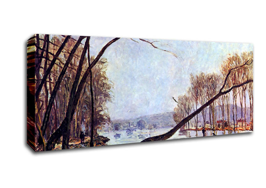 Picture of Sisley Bank Of The Seine In Autumn Panoramic Canvas Wall Art
