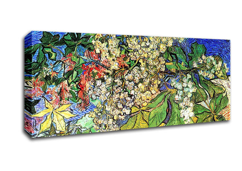 Picture of Van Gogh Blossoming Chestnut Branches Panoramic Canvas Wall Art