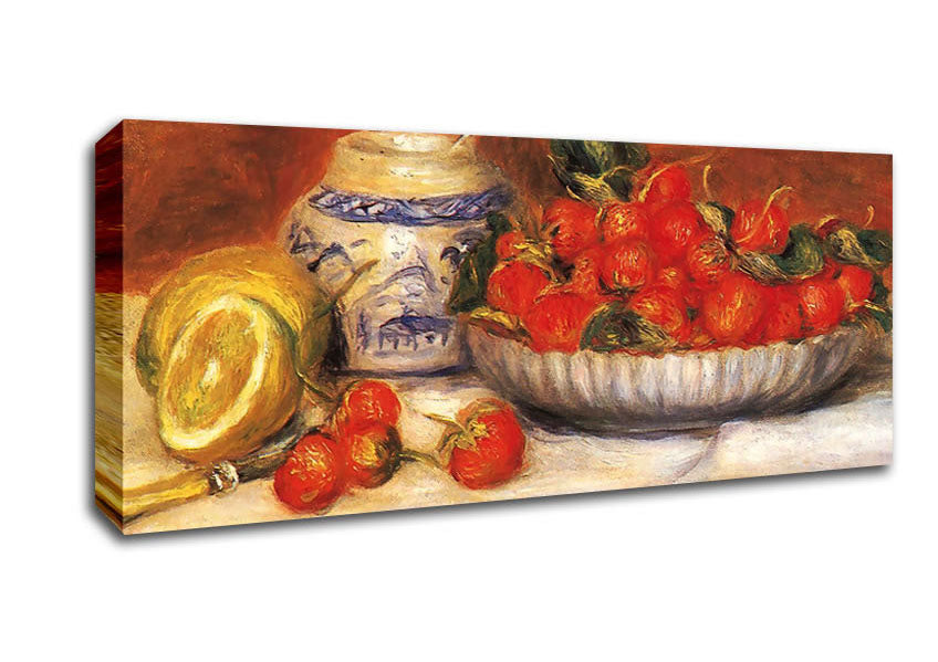Picture of Renoir Bowl Of Strawberries Panoramic Canvas Wall Art