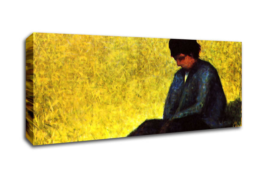 Picture of Seurat Boy Sitting On A Lawn Panoramic Canvas Wall Art