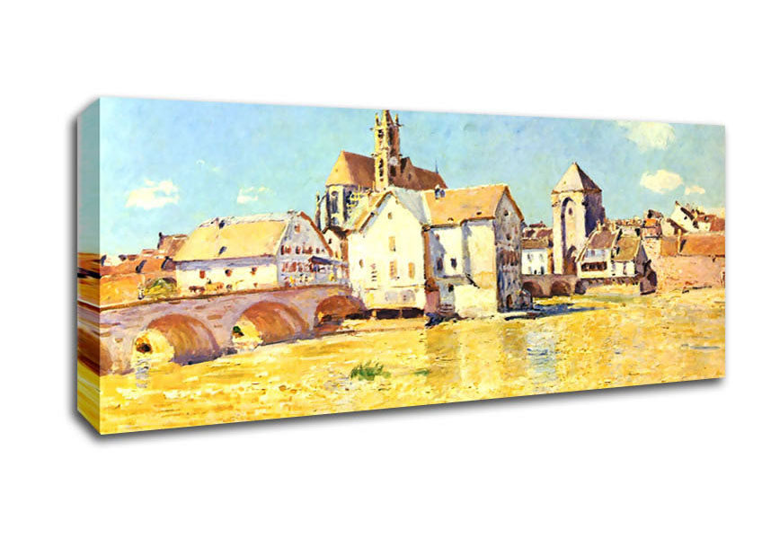 Picture of Sisley Bridge Of Moret In Morning Sun Panoramic Canvas Wall Art