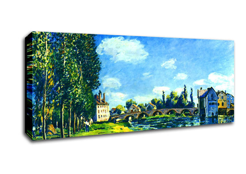 Picture of Sisley Bridge Of Moret In Summer Panoramic Canvas Wall Art