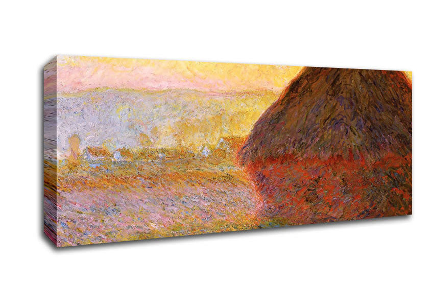 Picture of Claude Monet Gray stacks 1 Panoramic Canvas Wall Art