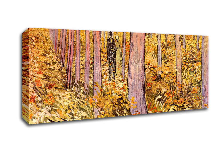 Picture of Van Gogh Couple Walk In The Woods Panoramic Canvas Wall Art