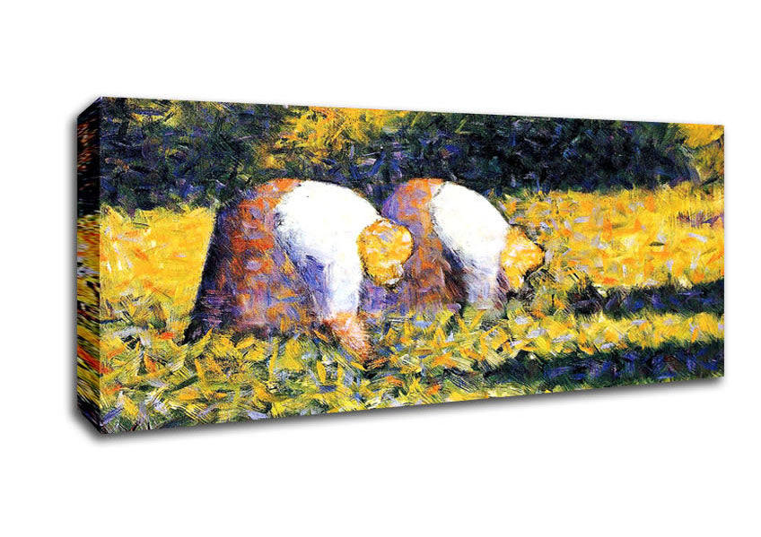 Picture of Seurat Farmers At Work Panoramic Canvas Wall Art