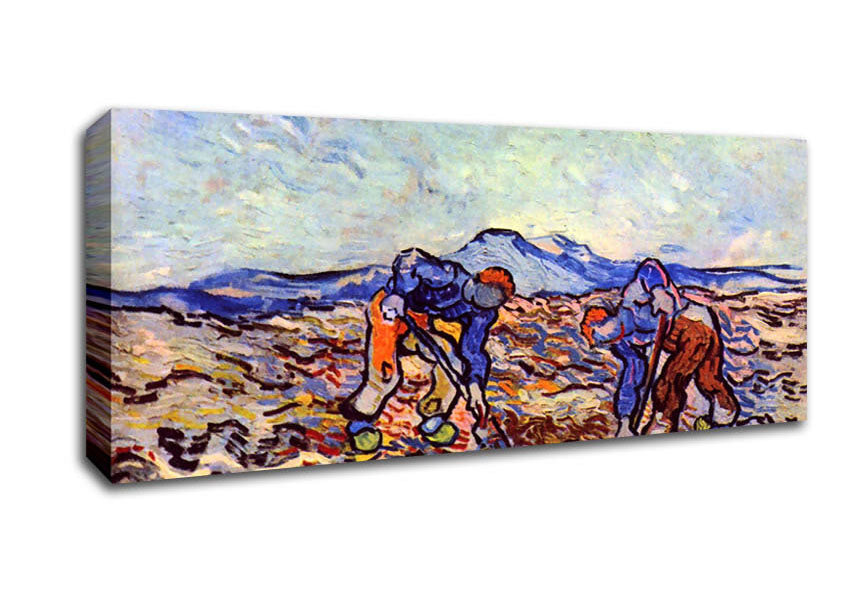 Picture of Van Gogh Farmers At Work Panoramic Canvas Wall Art