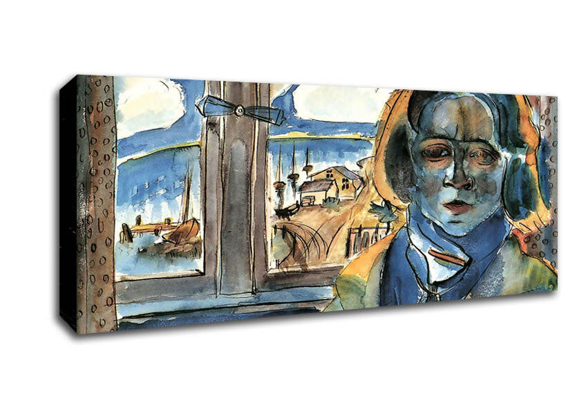 Picture of Walter Gramatte Girl At The Window Sonia Panoramic Canvas Wall Art