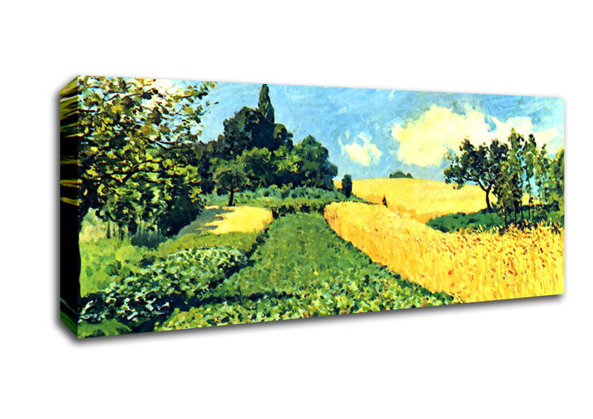 Picture of Sisley Grain Fields On The Hills Of Argenteuil Panoramic Canvas Wall Art