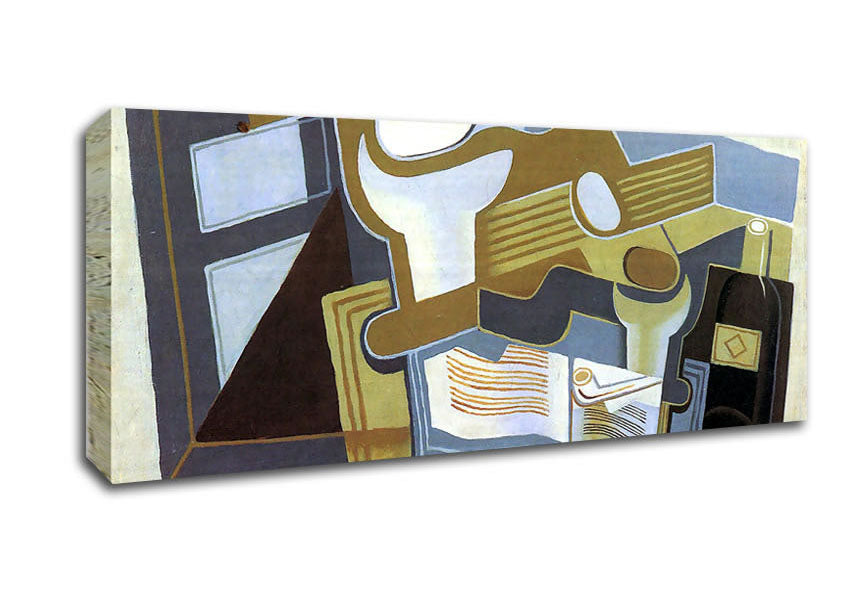 Picture of Juan Gris Guitar And Fruit Bowl 3 Panoramic Canvas Wall Art