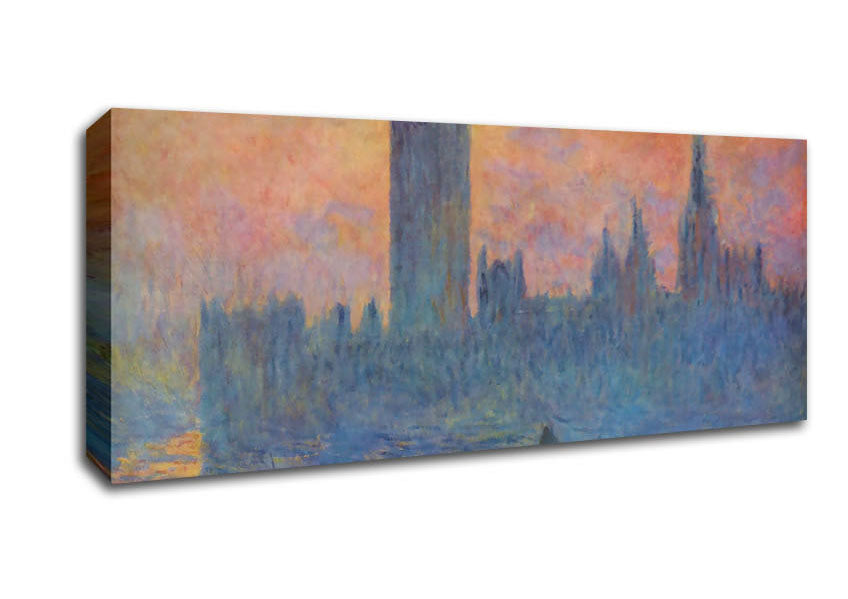 Picture of Monet London Parliament In Winter Panoramic Canvas Wall Art