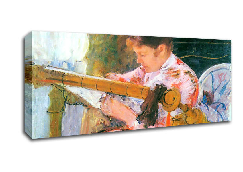 Picture of Mary Cassatt Lydia At The Cord Framework Panoramic Canvas Wall Art