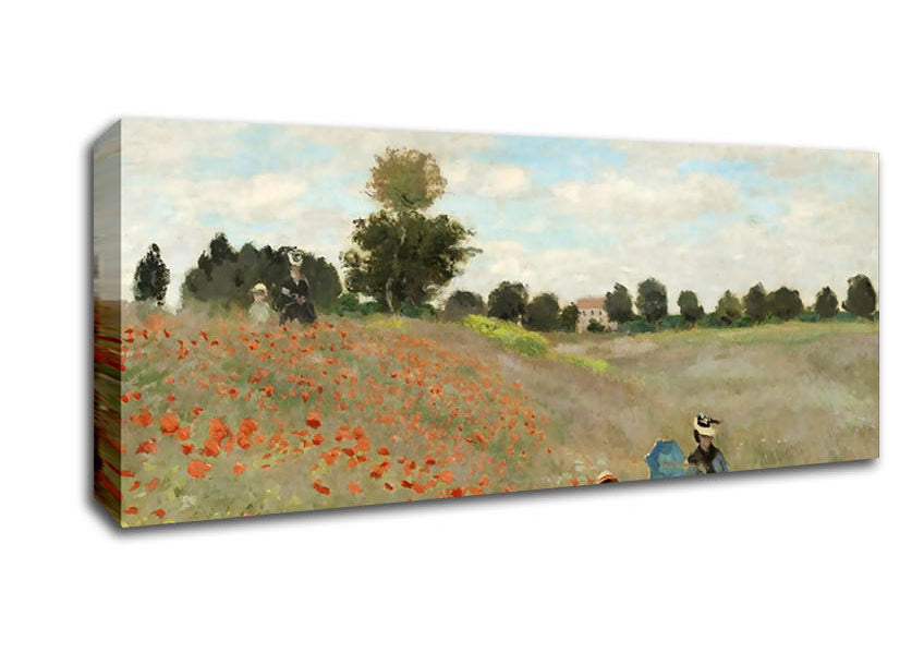 Picture of Monet Poppy Field 2 Panoramic Canvas Wall Art