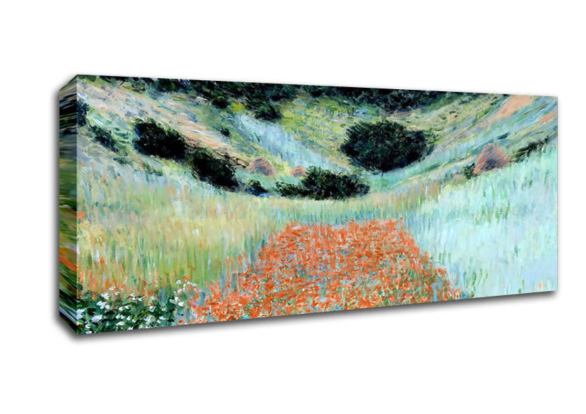 Picture of Monet Poppy Field Near Giverny Panoramic Canvas Wall Art