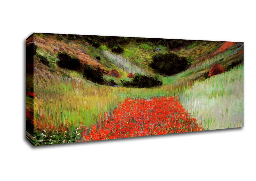 Picture of Monet Poppy Field Of Flowers In Giverny Panoramic Canvas Wall Art