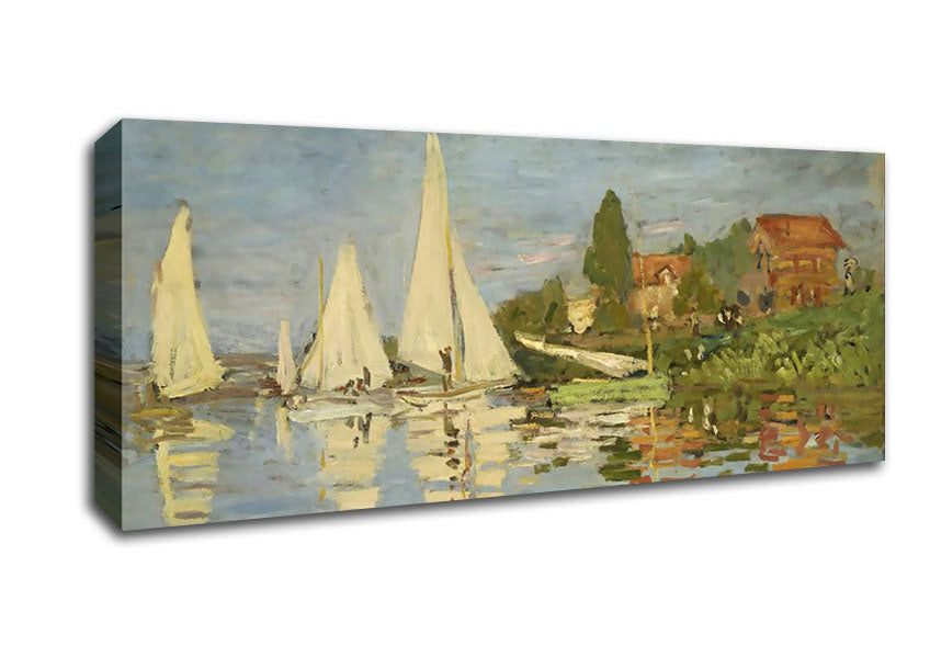 Picture of Monet Regattas At Argenteuil Panoramic Canvas Wall Art