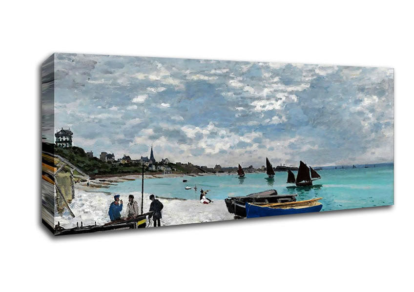 Picture of Monet The Beach At Sainte-Adresse Panoramic Canvas Wall Art