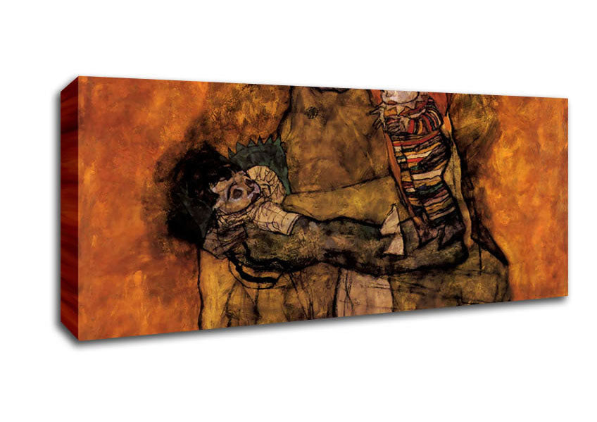 Picture of Schiele Mother With Two Children Panoramic Canvas Wall Art