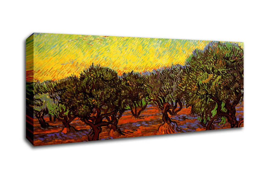 Picture of Van Gogh Olive Grove Orange Sky Panoramic Canvas Wall Art