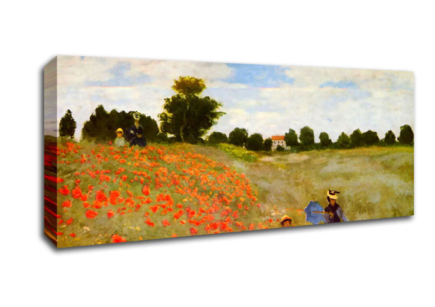 Picture of Monet Poppies Panoramic Canvas Wall Art