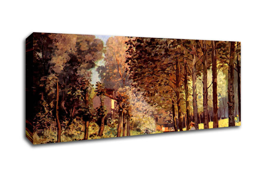 Picture of Sisley Rest At The River Bank Panoramic Canvas Wall Art