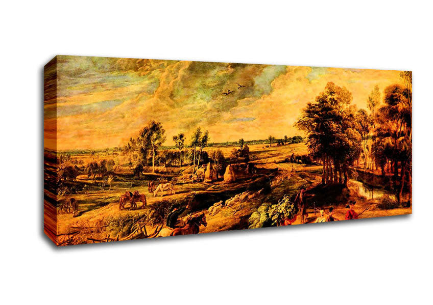 Picture of Rubens Return Of The Farmers From The Field Panoramic Canvas Wall Art