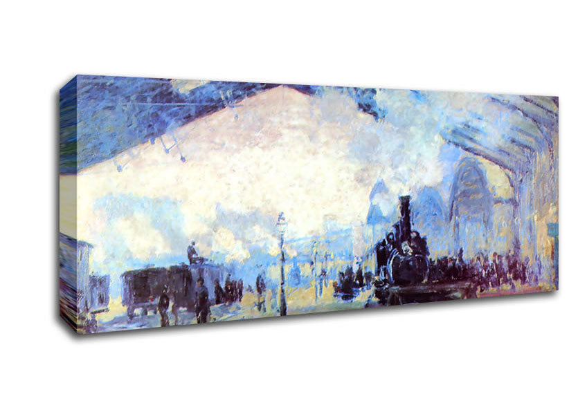 Picture of Monet Saint Lazare Station In Paris Panoramic Canvas Wall Art