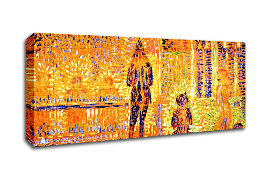 Picture of Seurat Study Of The Circus Parade Panoramic Canvas Wall Art