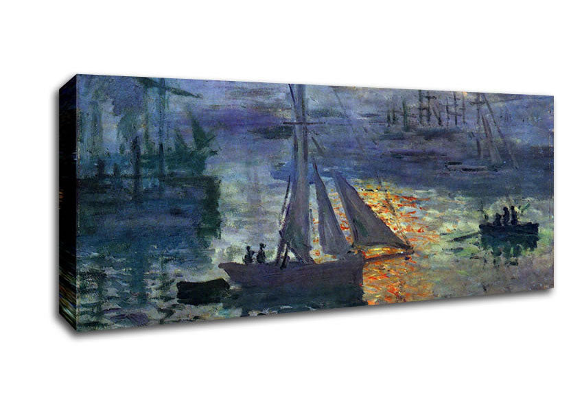 Picture of Monet Sunrise At Sea 1 Panoramic Canvas Wall Art