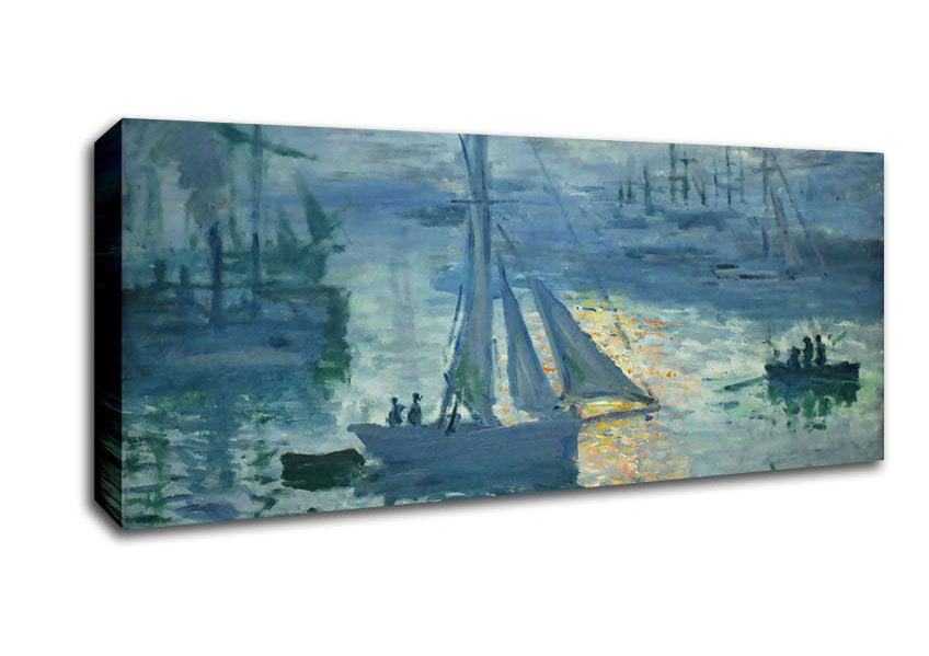 Picture of Monet Sunrise At Sea 2 Panoramic Canvas Wall Art