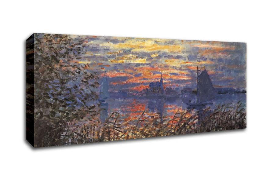 Picture of Monet Sunset On The Seine Panoramic Canvas Wall Art