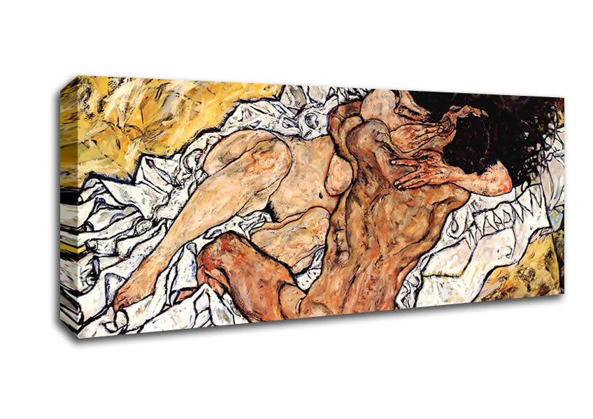 Picture of Schiele The Embrace Panoramic Canvas Wall Art