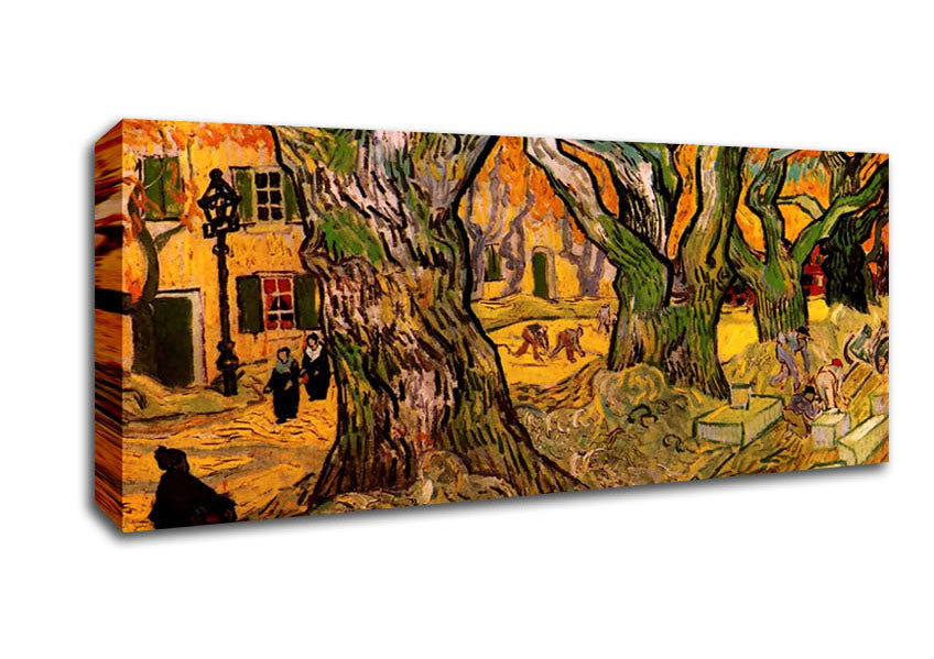 Picture of Van Gogh The Road Menders Panoramic Canvas Wall Art