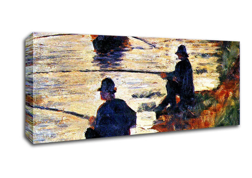 Picture of Seurat Two Fishermen Panoramic Canvas Wall Art
