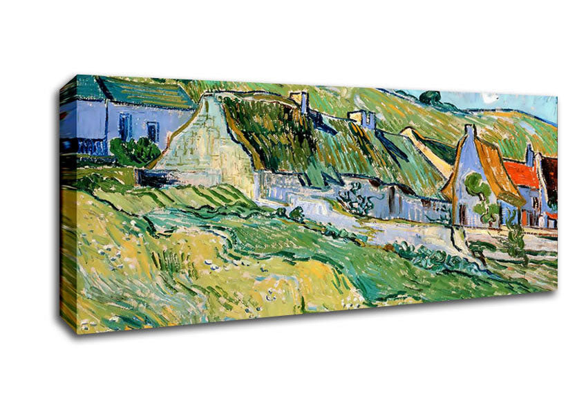 Picture of Van Gogh Thatched Cottages Panoramic Canvas Wall Art
