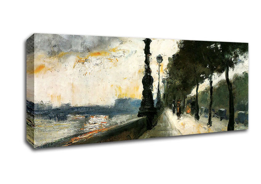 Picture of Waterloo Bridge In The Sun By Lesser Ury Panoramic Canvas Wall Art