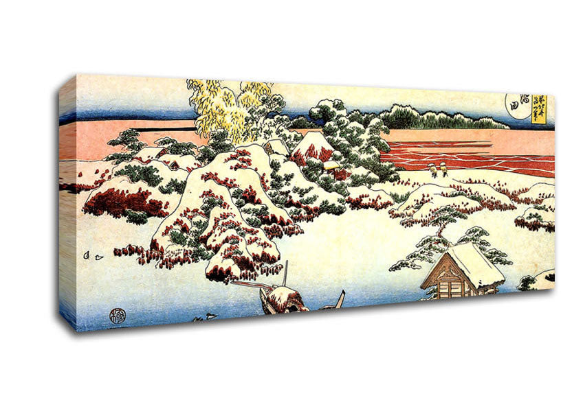 Picture of Hokusai Winter Landscape Of Suda Panoramic Canvas Wall Art