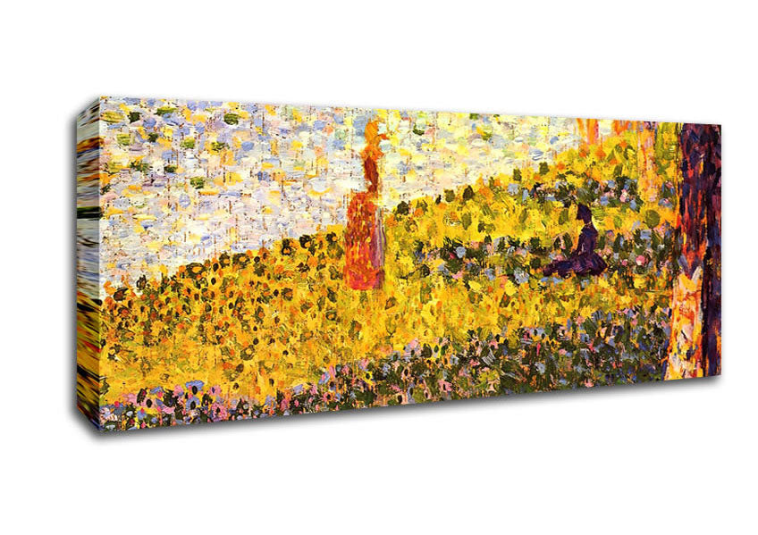 Picture of Seurat Women On The Shore Panoramic Canvas Wall Art