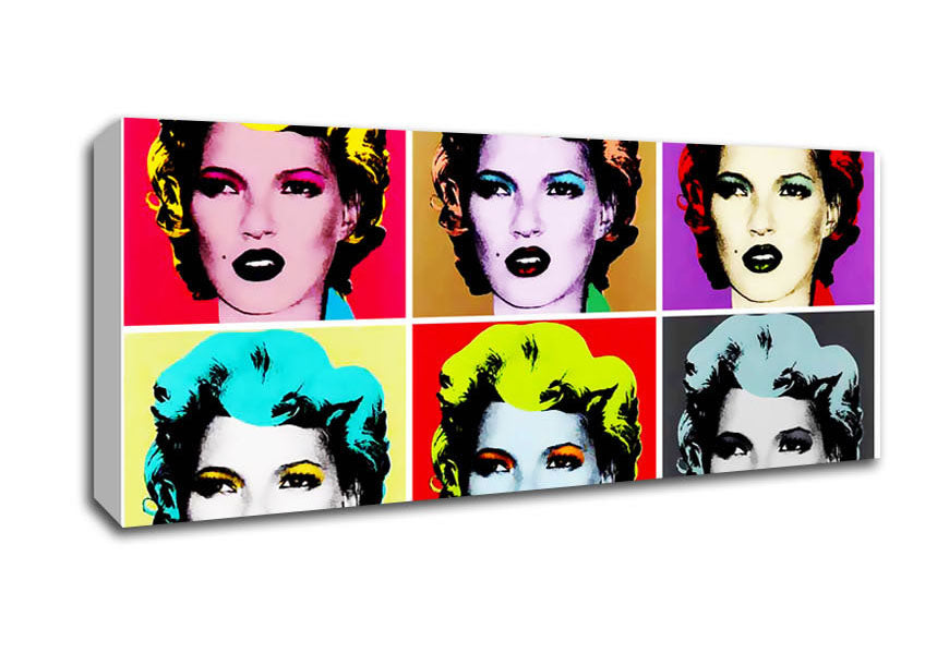 Picture of Kate Moss Six Faces Panoramic Canvas Wall Art