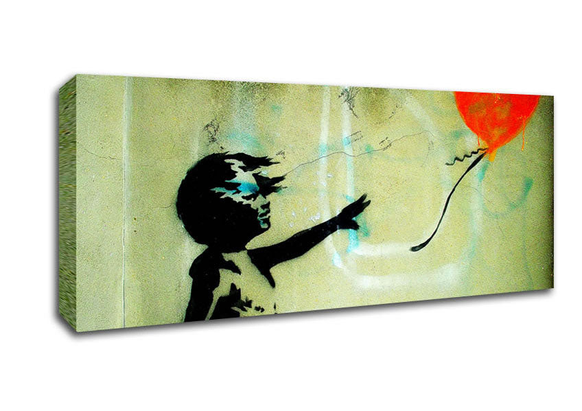 Picture of Love Heart Balloon Girl Float Panoramic Canvas Wall Art