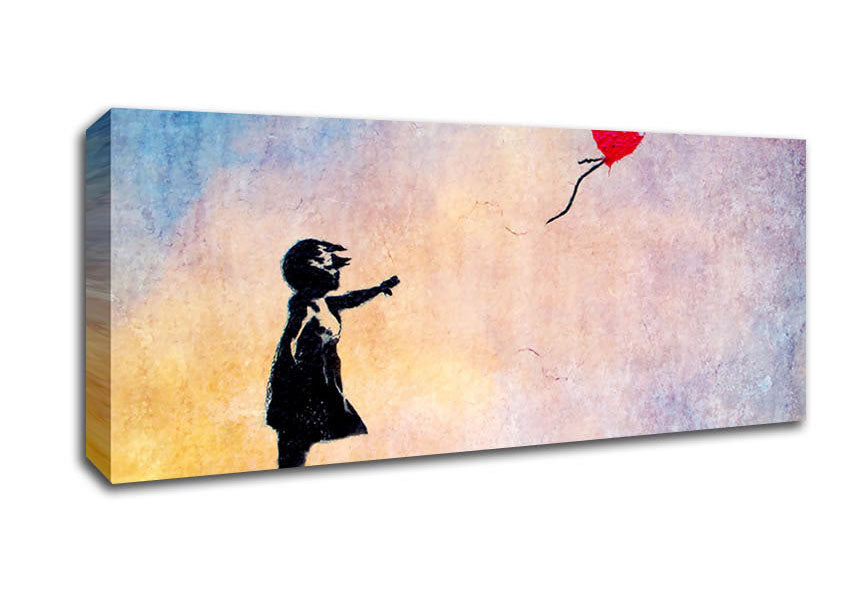 Picture of Love Heart Balloon Sunset Panoramic Canvas Wall Art