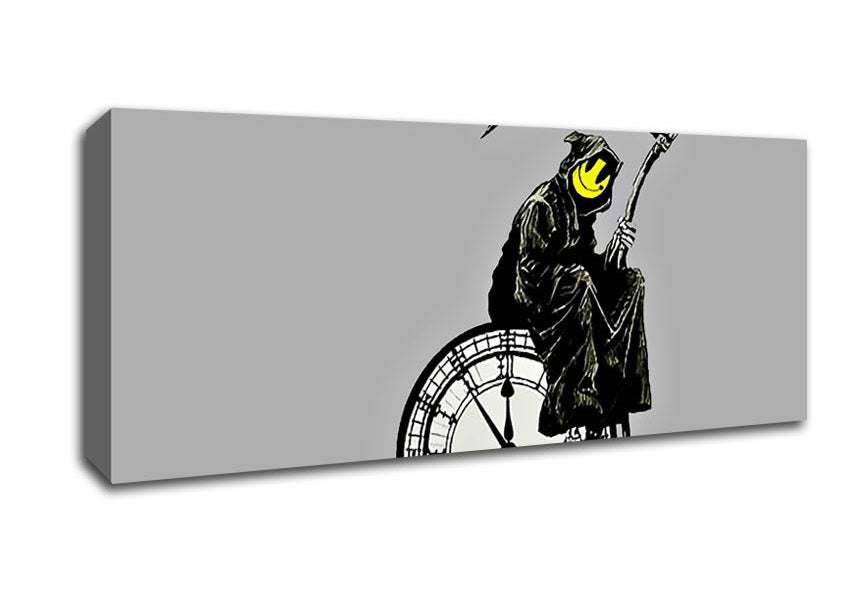 Picture of Smiley Face Reaper Times Up Panoramic Canvas Wall Art
