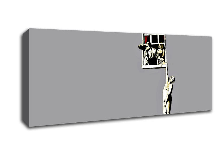 Picture of Window Lovers Grey Panoramic Canvas Wall Art