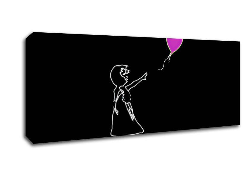 Picture of Love Balloon Black Pink Panoramic Canvas Wall Art