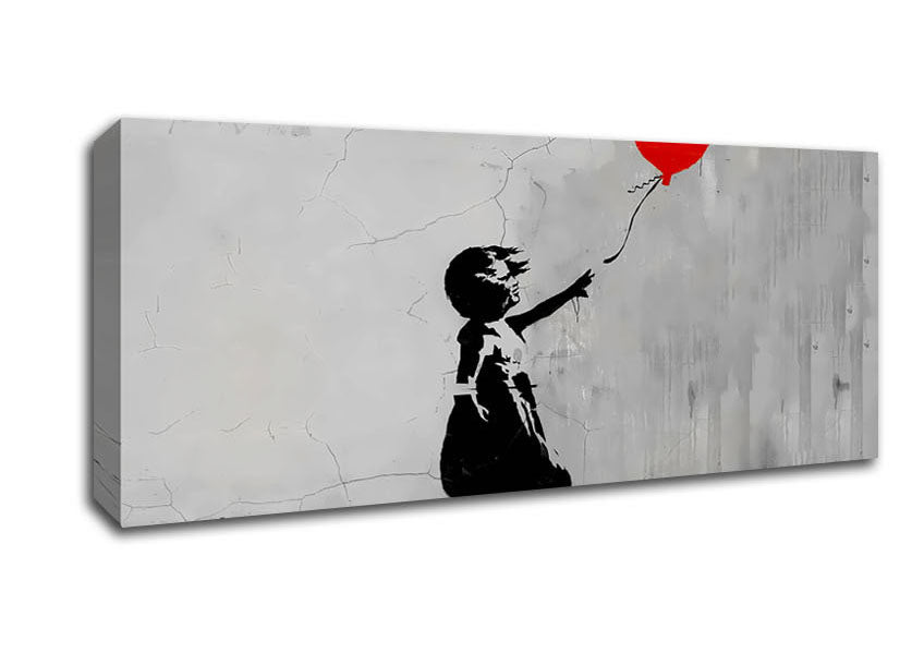 Picture of Love Heart Balloon Grey Panoramic Canvas Wall Art