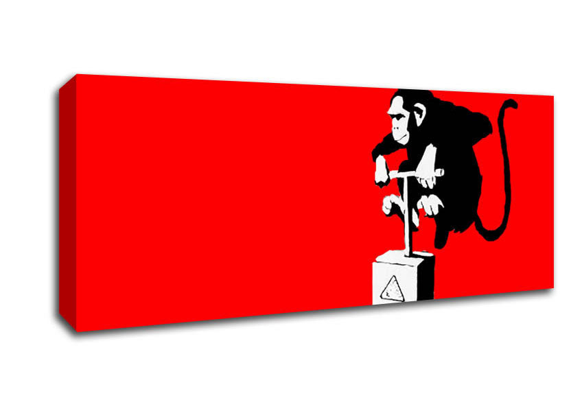 Picture of Monkey Detonator Red Panoramic Canvas Wall Art