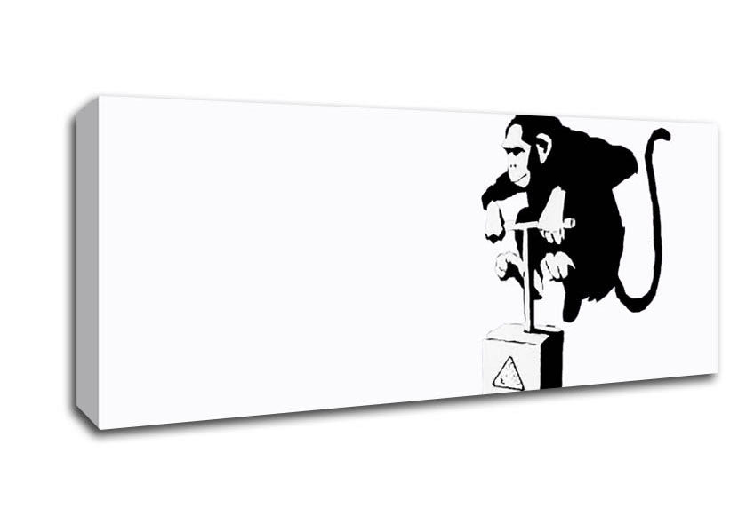 Picture of Monkey Detonator White Panoramic Canvas Wall Art
