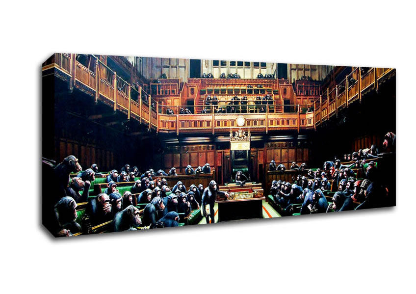 Picture of Parliament Monkeys Panoramic Canvas Wall Art