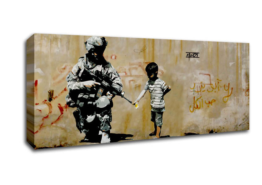 Picture of Soldier Flower Gun Boy Panoramic Canvas Wall Art